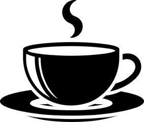 Coffee Cup Icon Illustrations in Black and White, Handdrawn