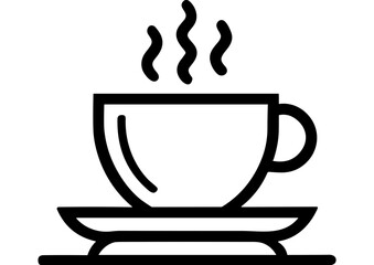 Coffee Cup Icon Illustrations in Black and White, Handdrawn