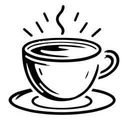 Coffee Cup Icon Illustrations in Black and White, Handdrawn