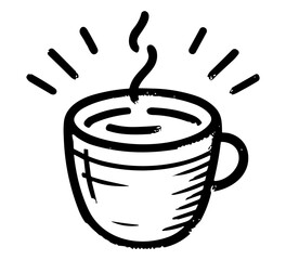 Coffee Cup Icon Illustrations in Black and White, Handdrawn