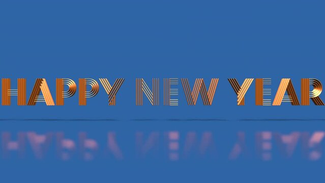 Experience holiday dynamism with rolling Happy New Year text on blue gradient. Modern business promotions and seasonal events, motion abstract background marries festive cheer with modern style