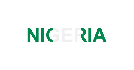 Letters Nigeria in the style of the country flag. Nigeria word in national flag style.