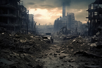 city ​​devastated by war and bombs