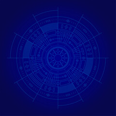 Obraz premium technological interface design for digital world. technological and futuristic background on navy blue background. technical draw digital interface design. grey futuristic interface design