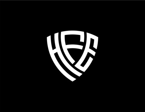 HFE creative letter shield logo design vector icon illustration