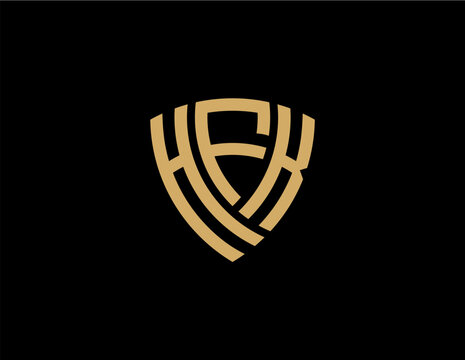HFK creative letter shield logo design vector icon illustration