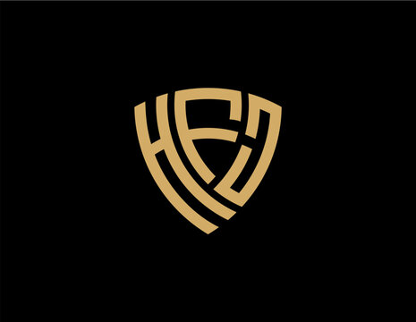 HFJ creative letter shield logo design vector icon illustration