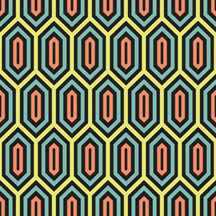 Vector hexagon cells seamless pattern. Modern stylish texture. Repeating geometric tiles with line elements