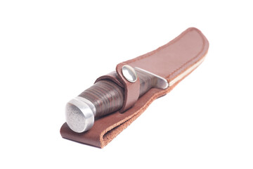 tourist knife in a case isolated on white background.