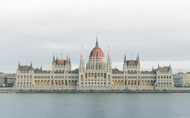 View of the Hungarian Parliament Building in Budapest.