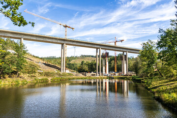 Neubau einer der Autobahnbrücken an der A45 im Siegerland - obrazy, fototapety, plakaty
