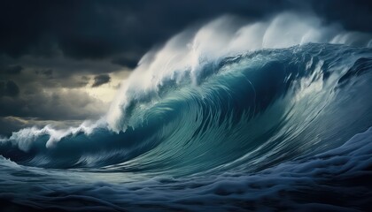 giant tsunami wave ,dramatic scene  - obrazy, fototapety, plakaty