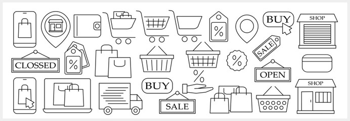 Shopping icon isolated Sketch clipart Vector stock illustration EPS 10