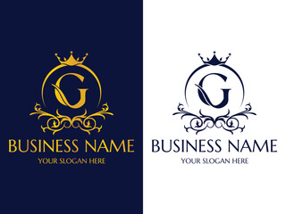 Letter G Luxury Logo, Creative Crown Logo Icon Vector Design