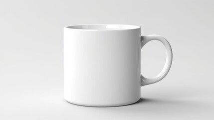 Fototapeta premium A white coffee mug sitting on top of a table, mug mockup, copy-space.