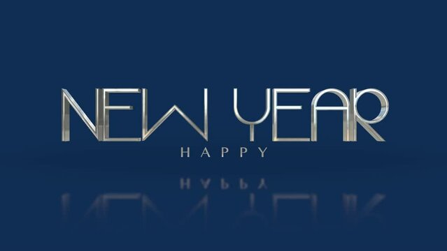 Elegance and festive style Happy New Year text set against a sophisticated blue gradient background, this motion promo is an ideal for any winter holiday or seasonal marketing campaign