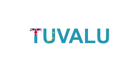 Fototapeta na wymiar Letters Tuvalu in the style of the country flag. Tuvalu word in national flag style.