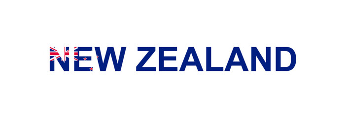 Letters New Zealand in the style of the country flag. New Zealand word in national flag style.