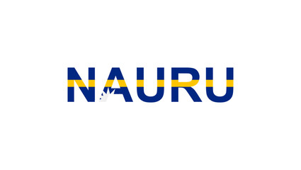 Letters Nauru in the style of the country flag. Nauru word in national flag style.