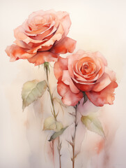 Watercolor painting of rose.