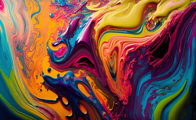 digital illustration of a liquid colorful background by Generative AI 