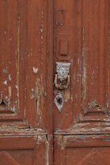 A brown wood old door.