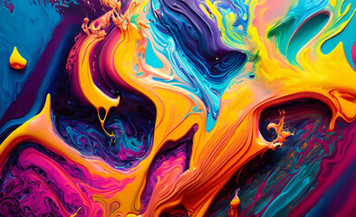 digital illustration of a liquid colorful background by Generative AI 