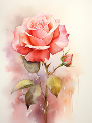 Watercolor painting of rose.