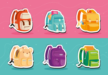 Colorful School Backpack Sticker Set