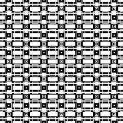 Big and small quadrangles background. Seamless surface pattern design with squares and rectangles ornament. Polygons wallpaper. Dashed and dotted lines motif. Digital paper. Vector art.