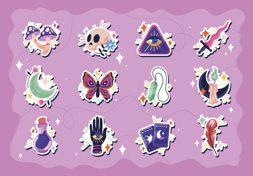 Mystical Esoteric Magic Witchcraft Sticker Set