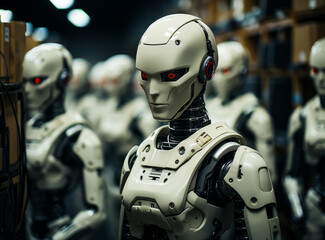 A Gathering of Figures in a Spacious Warehouse