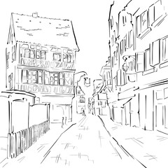 Illustration for coloring. Background.City. Line style	