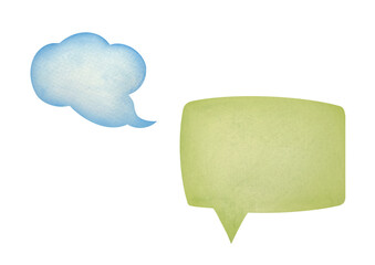 multicolored cute Watercolor speech bubbles, dialog cloud Set. clipart stikers Collection on transparent background. window for thoughts, ideas, conversations for web design, scrapbooking	