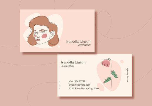 Business Card Template With Continuous Line Illustration