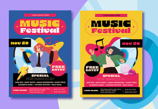 Colorful Music Festival Flyer Layout