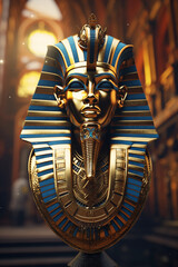 an egyptian mask and gold in the background of an image