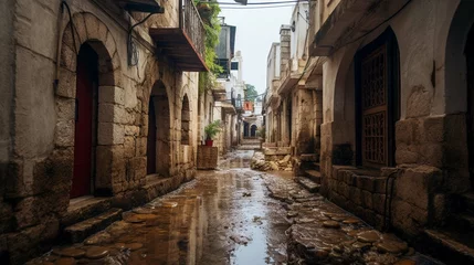 Fotobehang narrow street in the city © sania