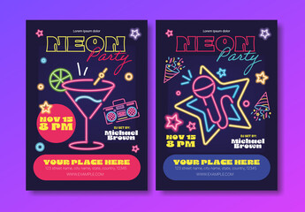 Neon Party Flyer Layout
