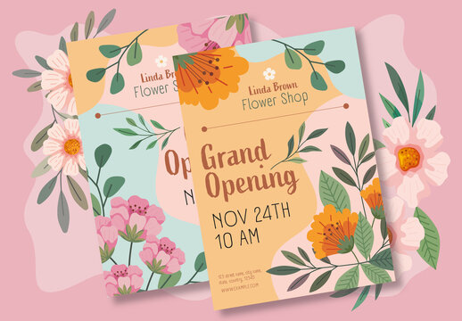 Cute Flower Shop Opening Flyer Layout