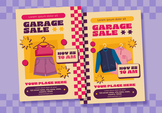Retro Pop Art Garage Sale Event Flyer Template
