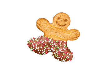 gingerbread man christmas cookie christmas sweet dessert holiday baking treat new year and celebration meal food snack on the table copy space food background