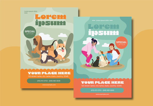 Green and Orange Pet Adoption Event Flyer Template