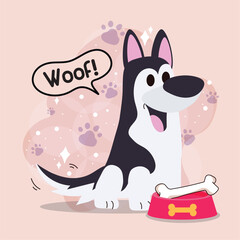 Cute husky dog cartoon character Vector
