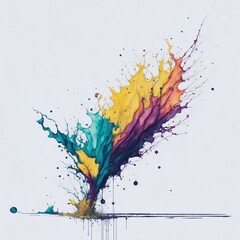 Fototapeta na wymiar multi watercolor splashes painting on white background