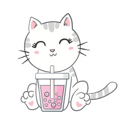 Coffee time card. Vector greeting card with cute animal.