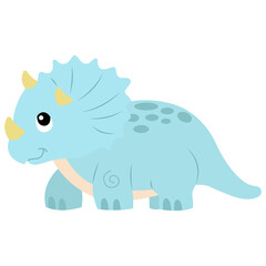 Rihno dinosaurio adorable de color azul con pequeños lunares en su lomo