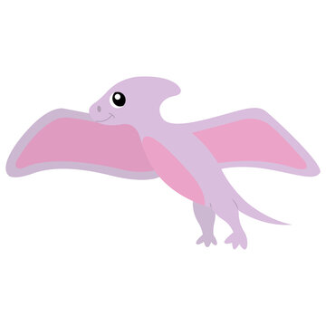 Dinosaurio volador color violeta con rosado y ojos adorables