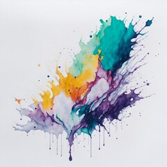 Fototapeta na wymiar multi watercolor splashes painting on white background