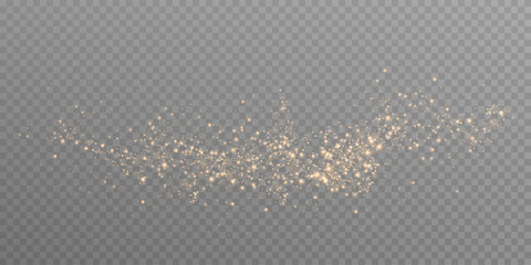 The dust sparks and golden stars shine with special light. Vector sparkles on a transparent background. Christmas light effect. Sparkling magical dust particles.	 - obrazy, fototapety, plakaty